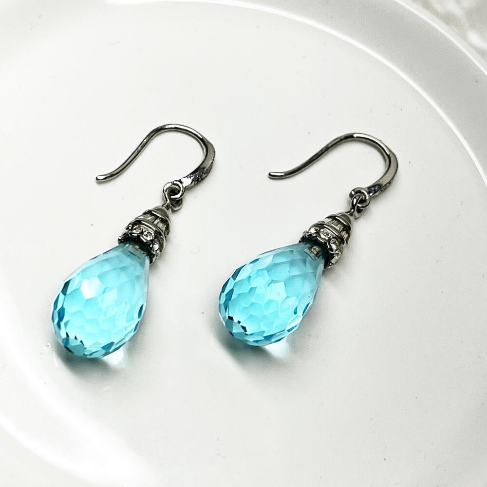 Givenchy Blue Faceted Teardrop Drop Earrings